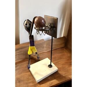 Art Deco Metal Basketball Player Sculpture ORIGINAL Hand Made 11”FAST SHIP 3192